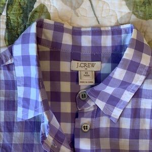 J Crew Petite Purple Gingham Button Up